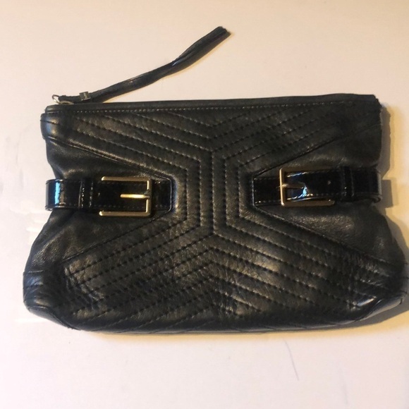 Botkier Black Leather Clutch w/Gold tone hardware - Picture 3 of 5